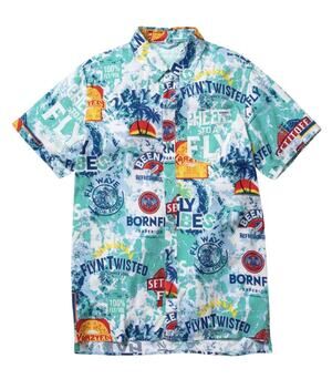 Born Fly Beach House Men's MEDIUM Button Up Short Sleeve Hawaiian Camp Shirt